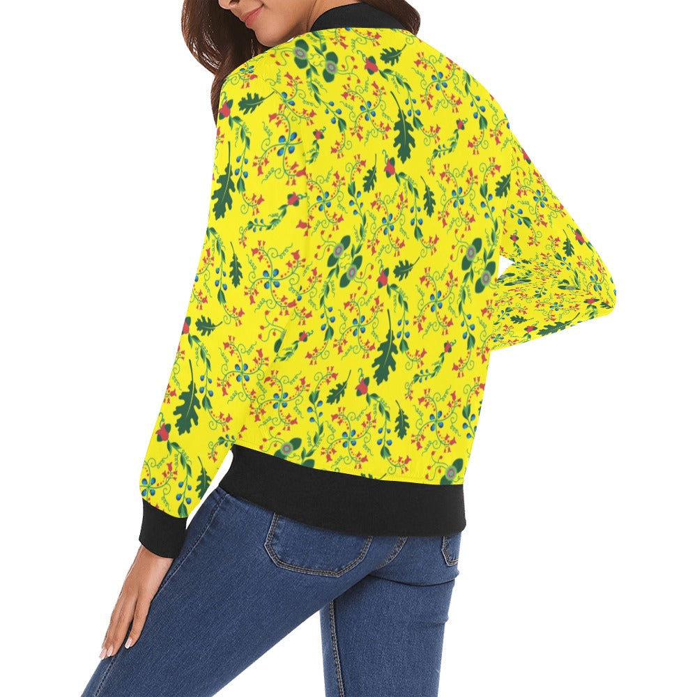 Vine Life Lemon Bomber Jacket for Women