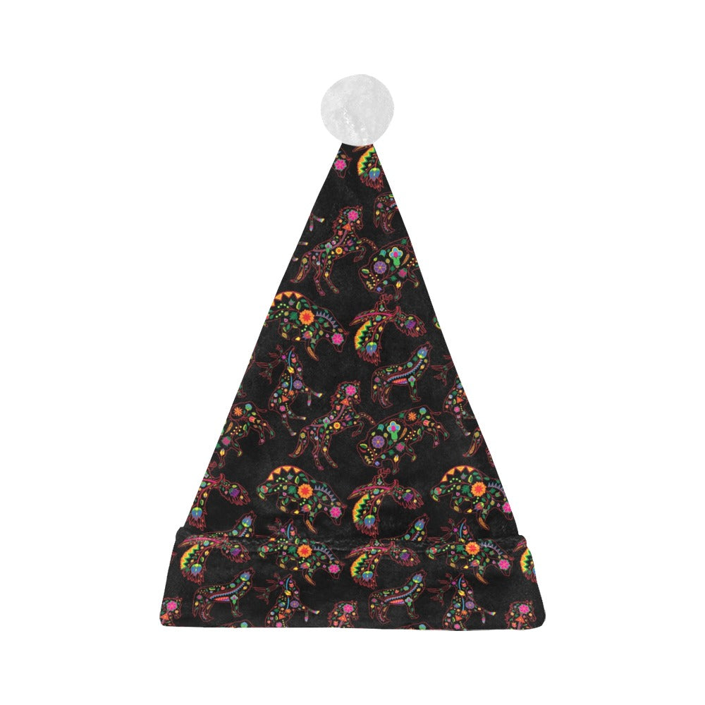 Neon Floral Animals Santa Hat