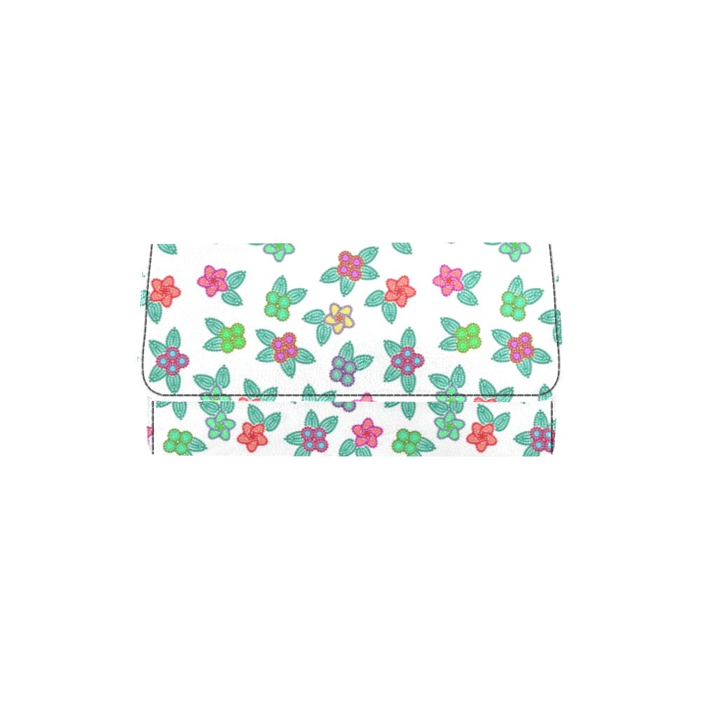 Berry Flowers White Women's Trifold Wallet