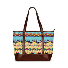 Load image into Gallery viewer, Horses and Buffalo Ledger Torquoise Tote Handbag
