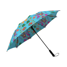 Load image into Gallery viewer, Geometric Floral Fall-Sky Blue Semi-Automatic Foldable Umbrella
