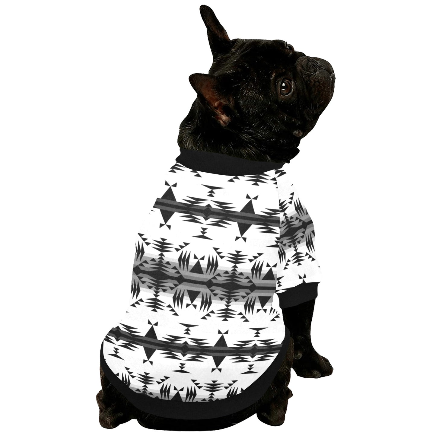 Between the Mountains White and Black Pet Dog Round Neck Shirt