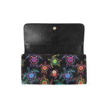 Load image into Gallery viewer, Neon Floral Turtle Women&#39;s Trifold Wallet
