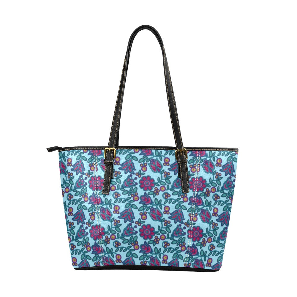 Beaded Nouveau Marine Leather Tote Bag