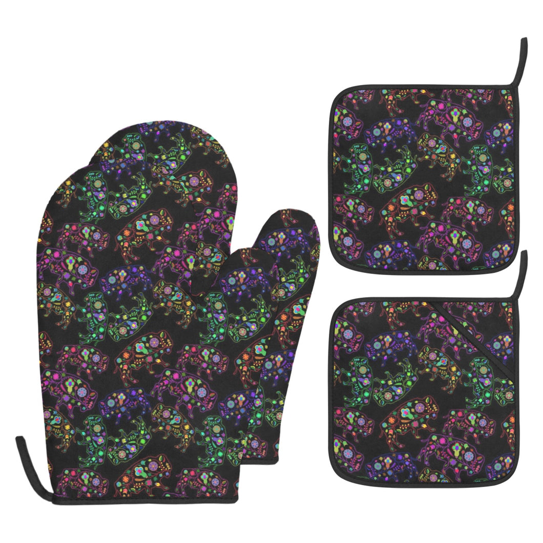 Neon Floral Buffalos Oven Mitt & Pot Holder