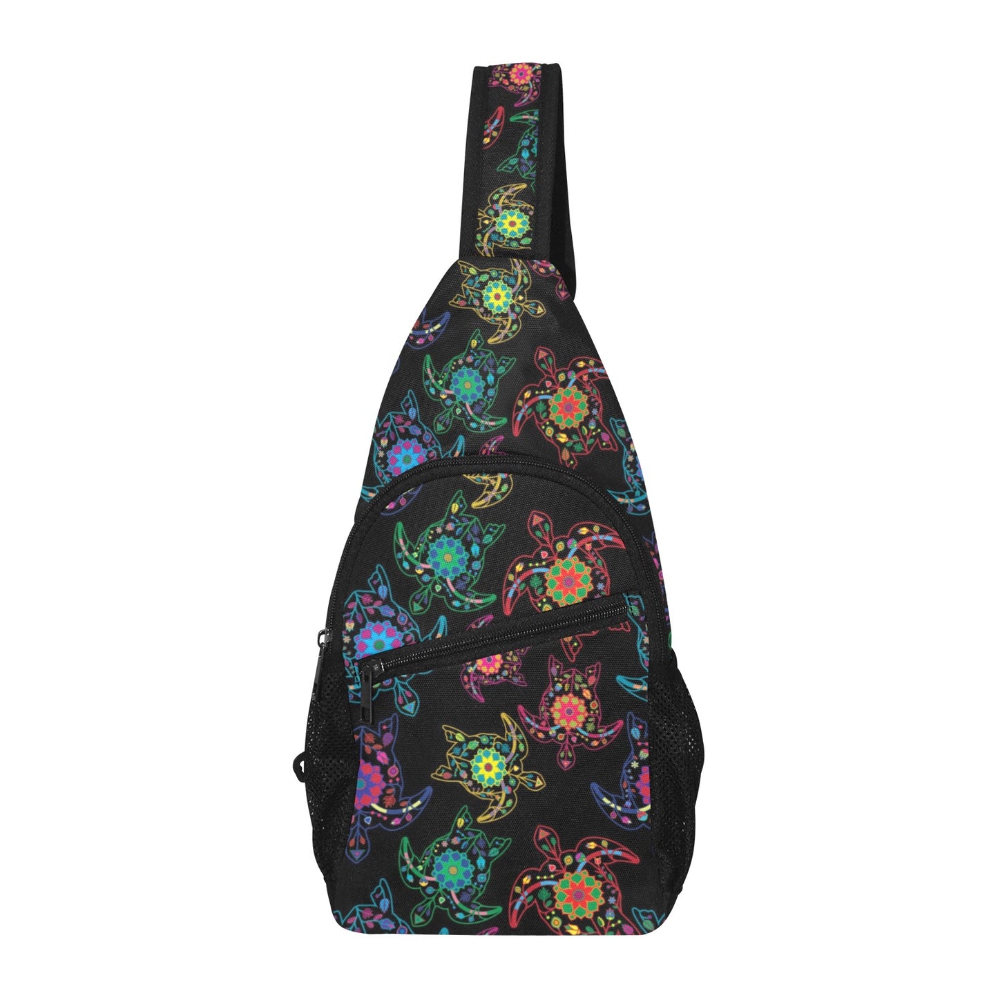 Neon Floral Turtles Chest Bag