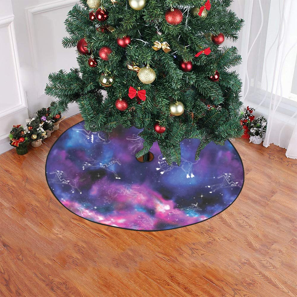 Animal Ancestors Blue and Pink Tree Skirt