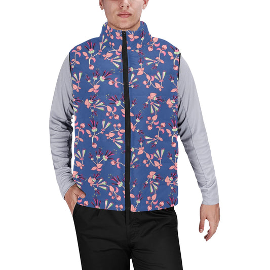 Swift Floral Peach Blue Men's Padded Vest Jacket