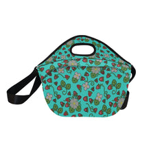 Load image into Gallery viewer, Strawberry Dreams Turquoise Neoprene Lunch Bag/Large
