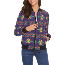 Load image into Gallery viewer, Dreams of Ancestors Indigo Bomber Jacket for Women
