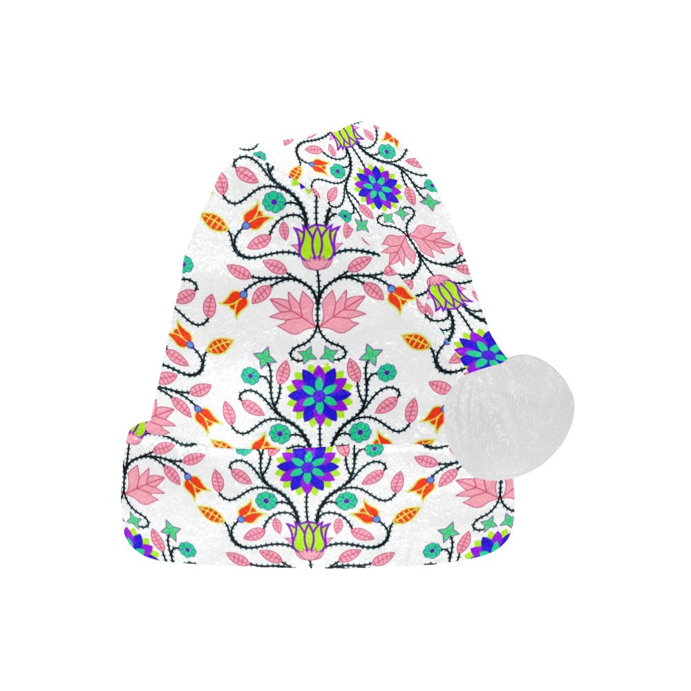 Floral Beadwork Four Clans White Santa Hat
