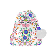 Load image into Gallery viewer, Floral Beadwork Four Clans White Santa Hat
