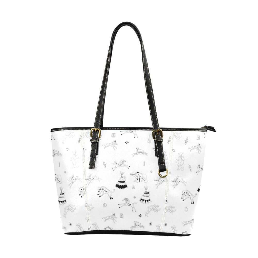 Ledger Dables White Leather Tote Bag