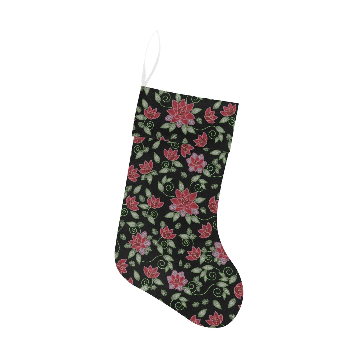 Red Beaded Rose Christmas Stocking