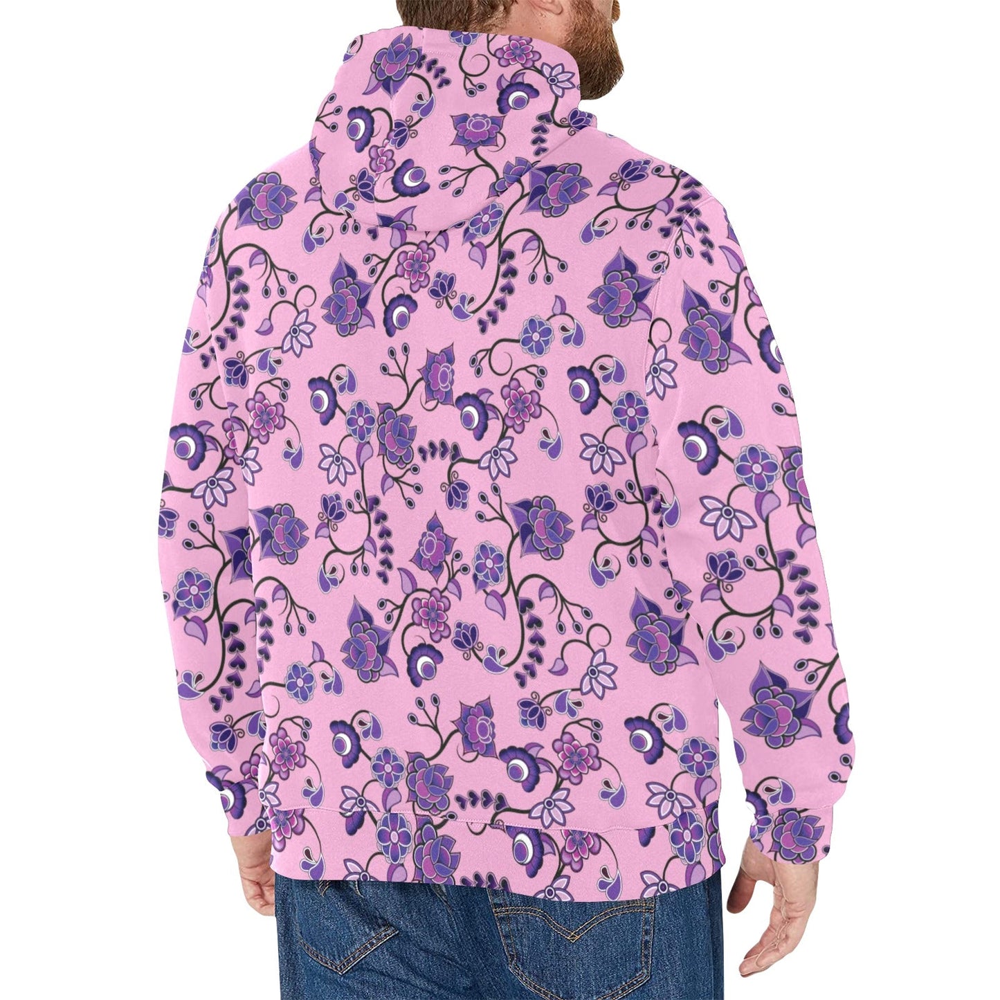 Purple Floral Amour Men's Long Sleeve Fleece Hoodie