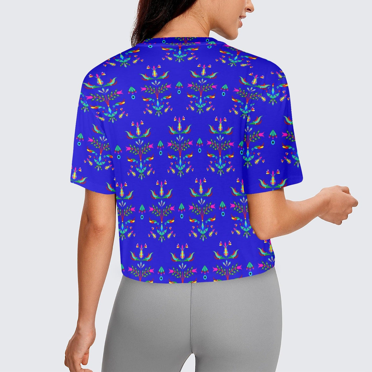 Dakota Damask Blue Crop Top