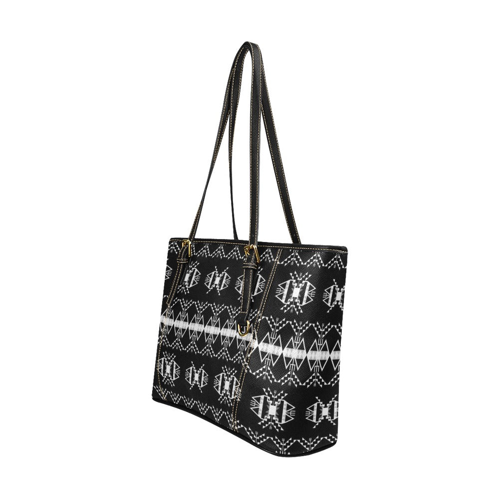 Sacred Trust Black Leather Tote Bag