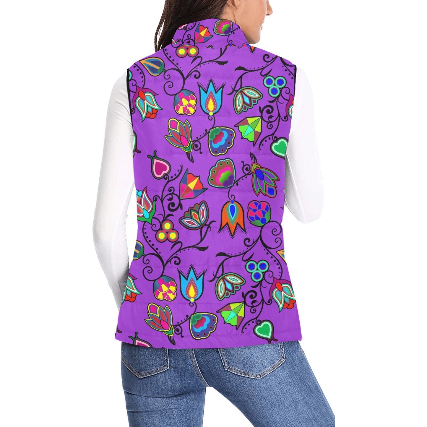 Indigenous Paisley Dark Orchid Women's Padded Vest Jacket