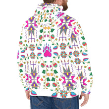 Load image into Gallery viewer, Geometric Floral Fall White Men&#39;s Long Sleeve Fleece Hoodie
