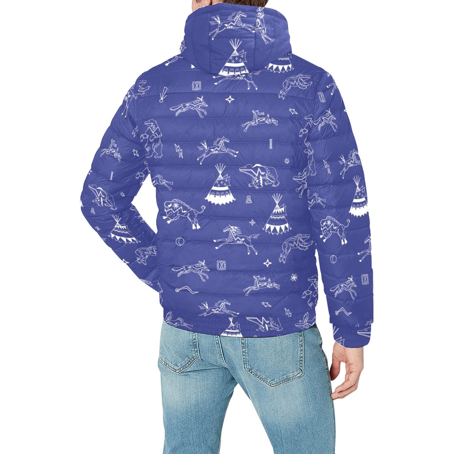 Ledger Dables Blue Men's Padded Hooded Jacket