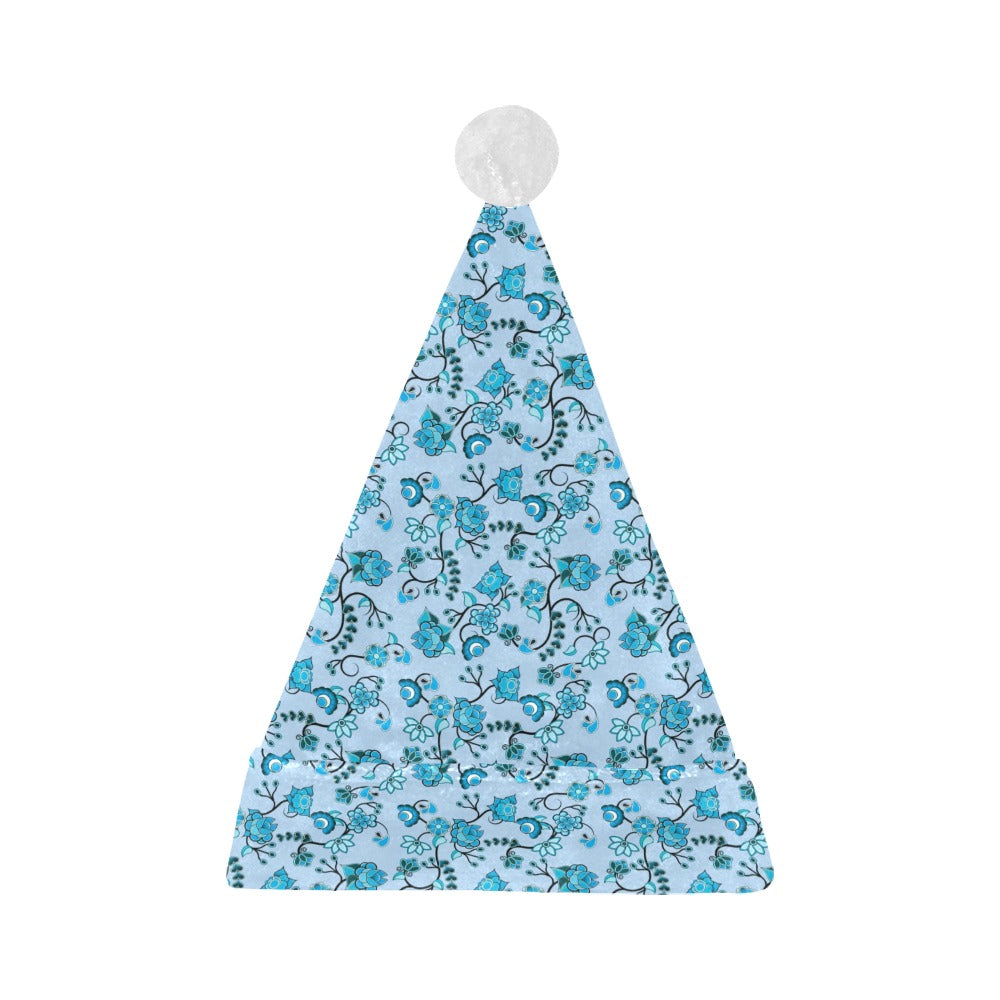 Blue Floral Amour Santa Hat