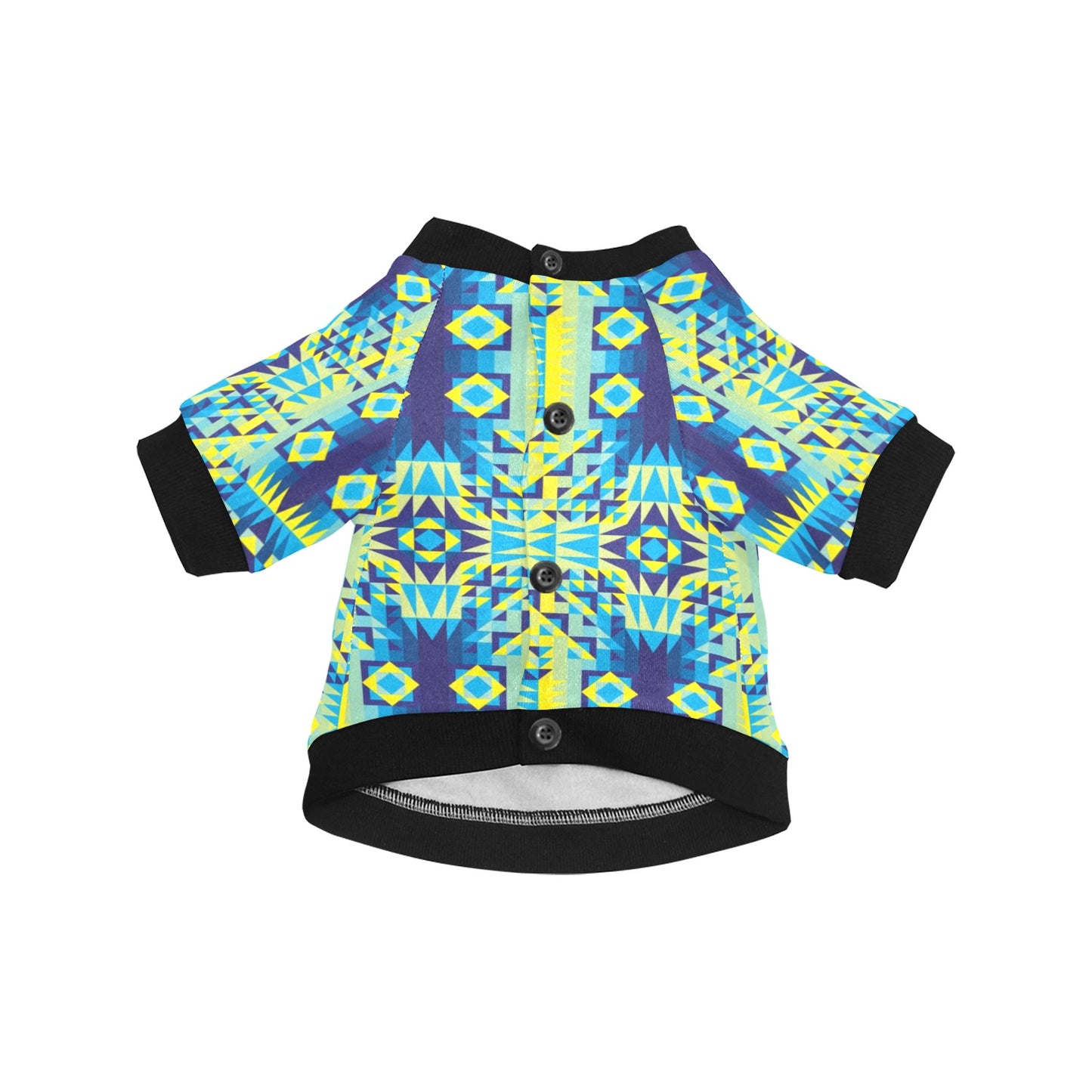 Kaleidoscope Jaune Bleu Pet Dog Round Neck Shirt