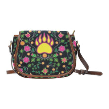 Load image into Gallery viewer, Floral Bearpaw Pink and Yellow Saddle Bag
