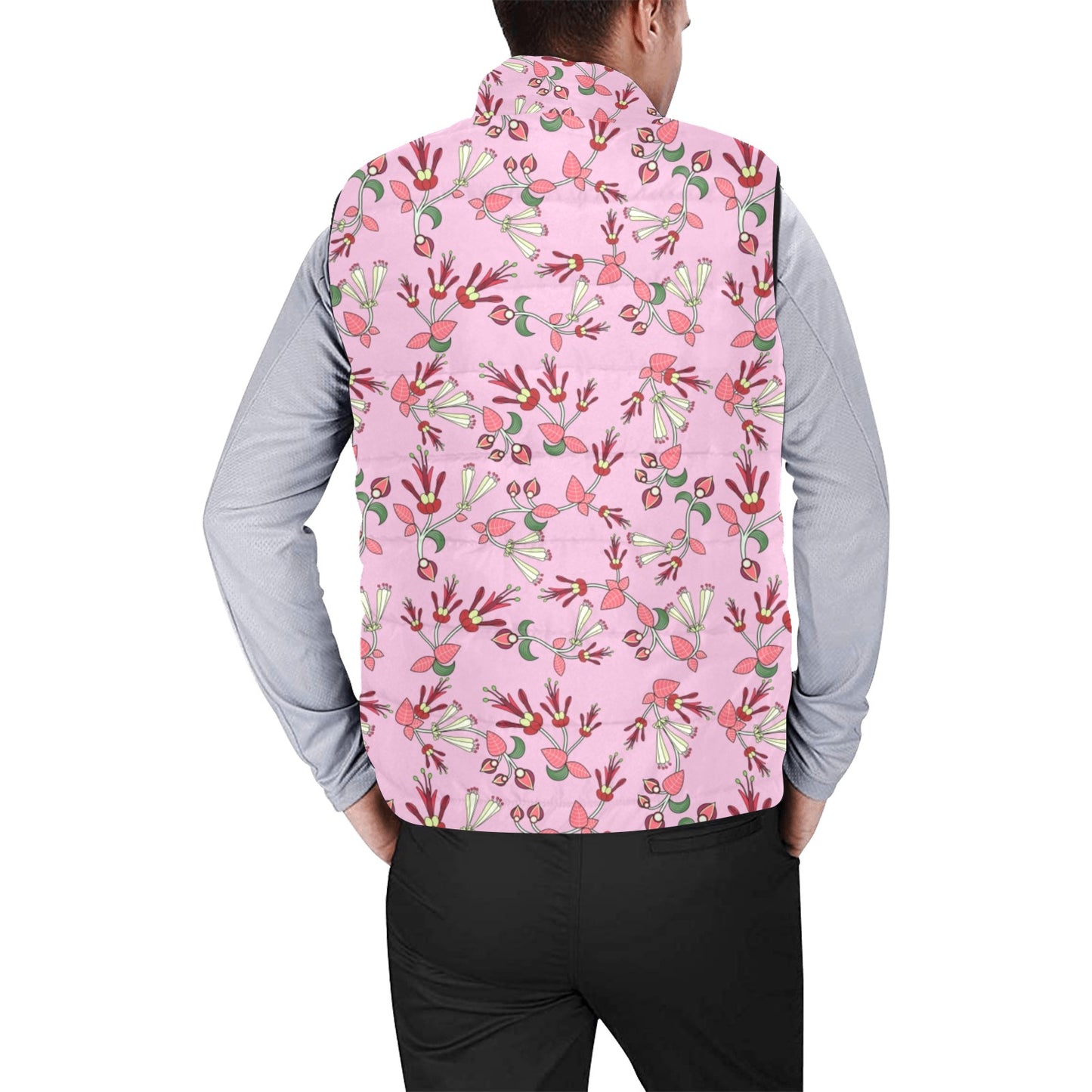 Strawberry Floral Men's Padded Vest Jacket