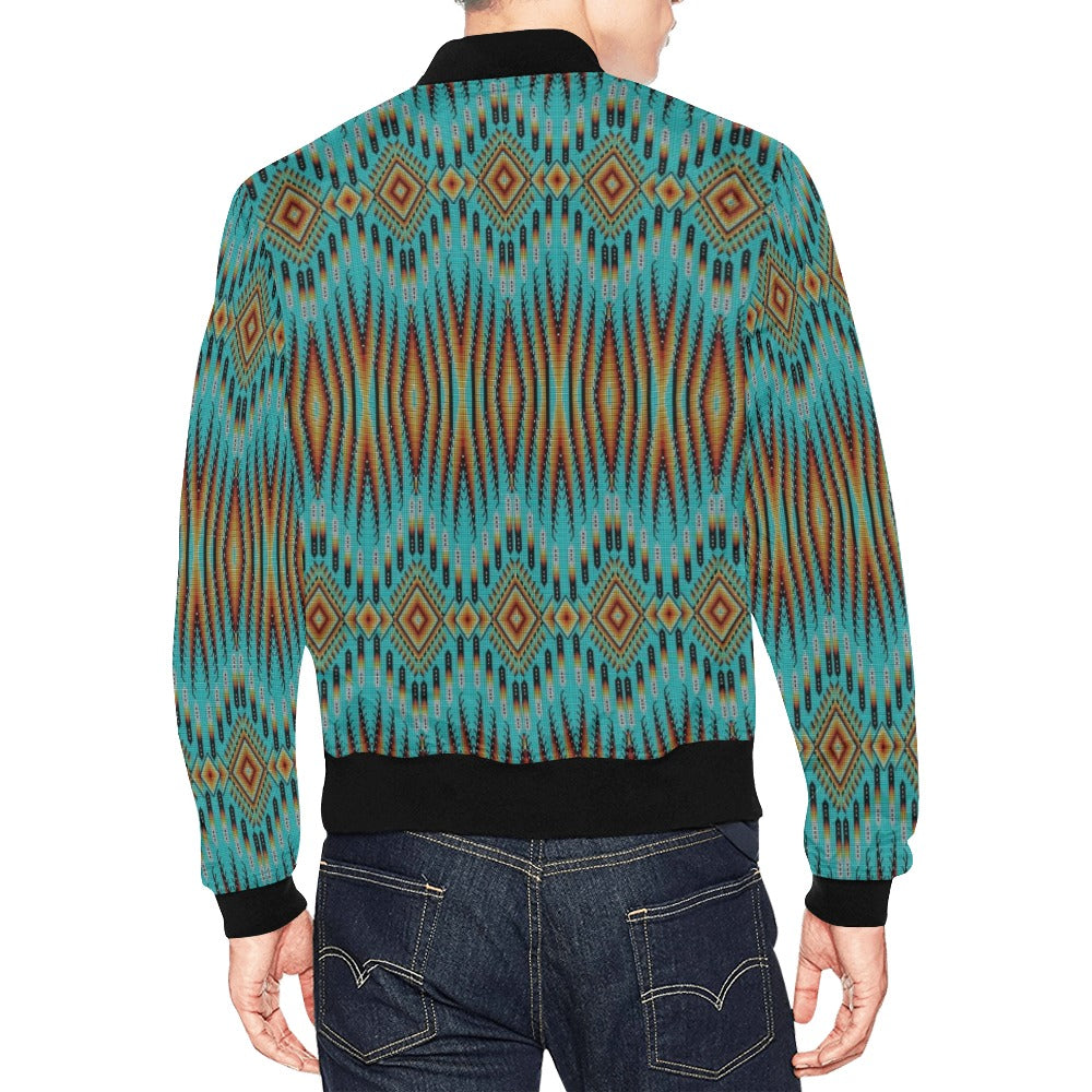 Fire Feather Turquoise Bomber Jacket for Men