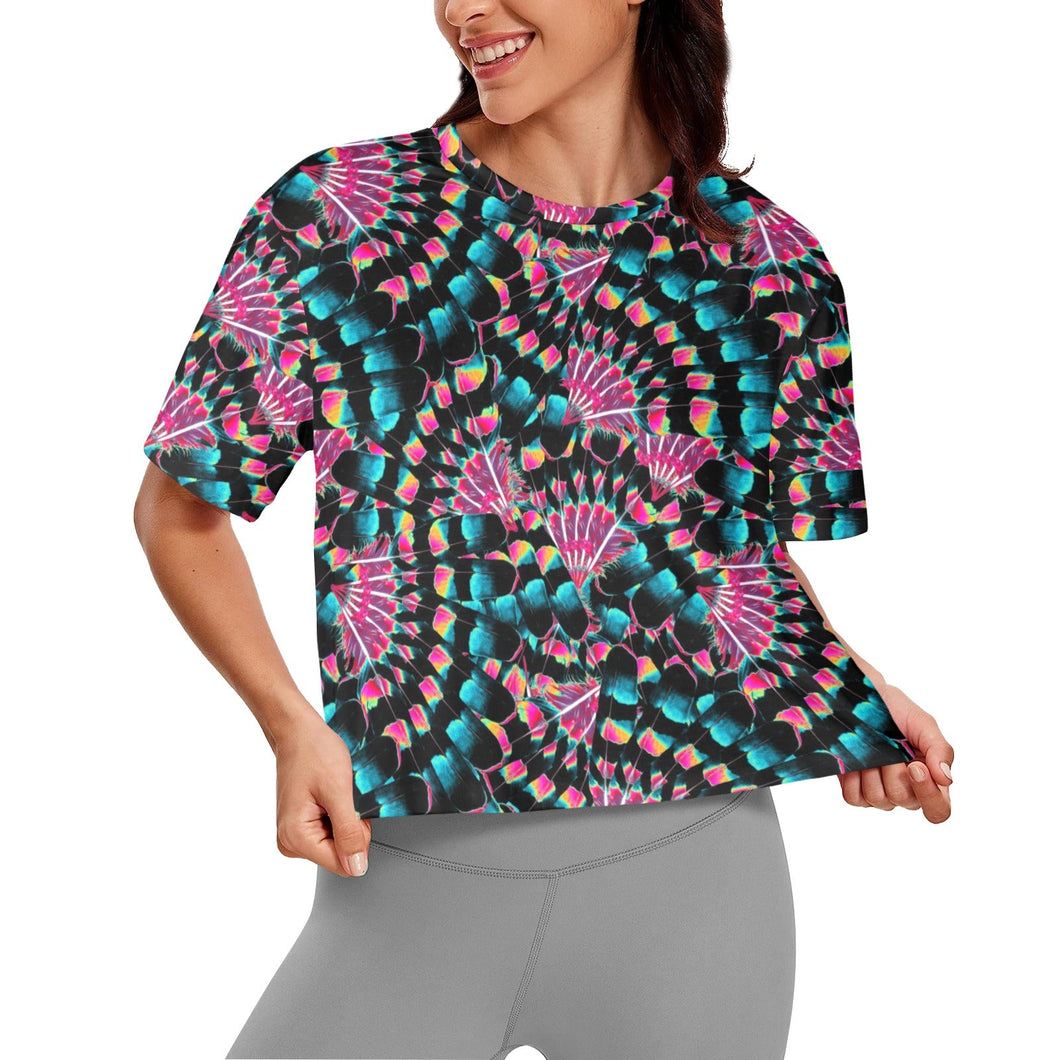 Hawk Feathers Heat Map Crop Top