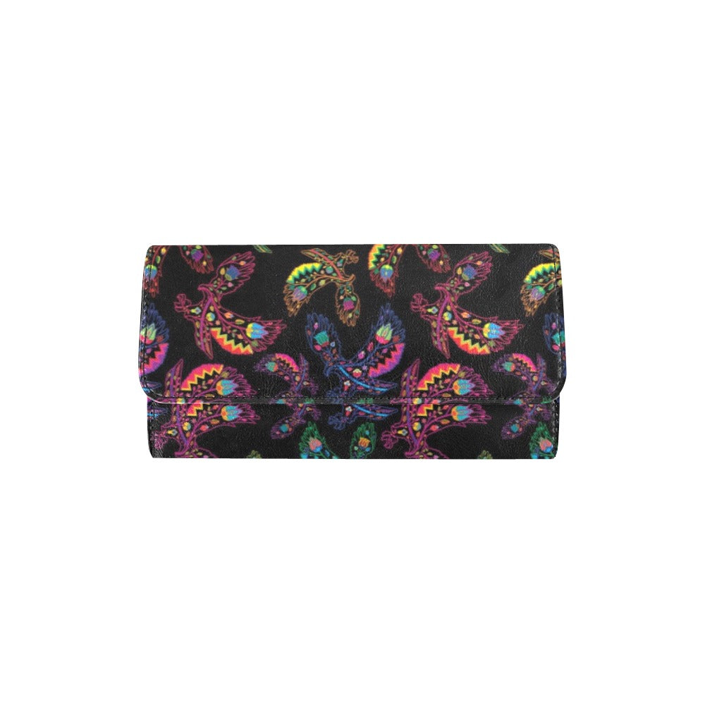 Neon Floral Eagles Women's Trifold Wallet