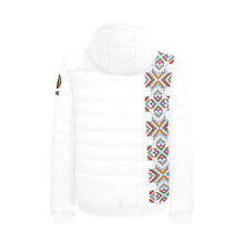 Load image into Gallery viewer, White Blanket Strip on White Men&#39;s Padded Hooded Jacket
