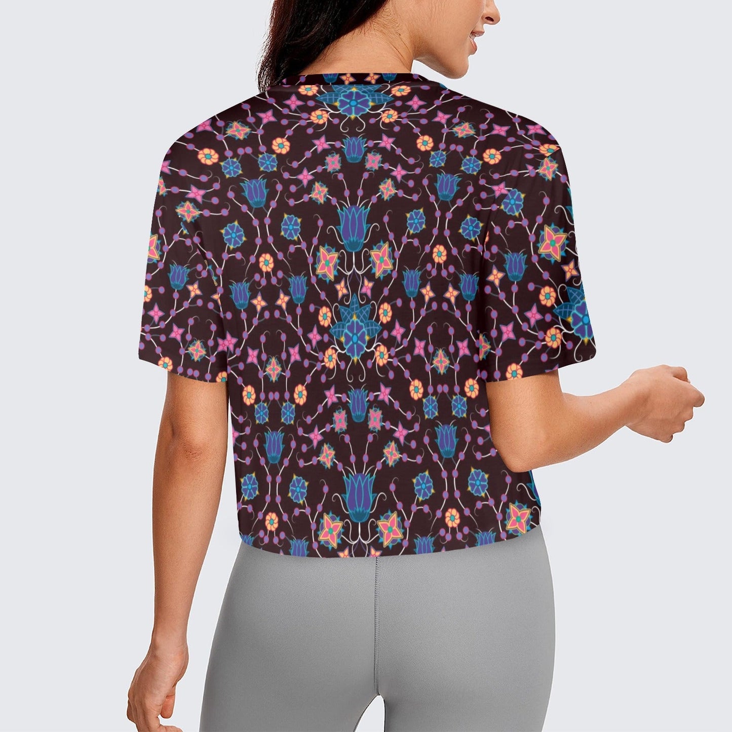 Floral Damask Purple Crop Top