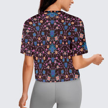 Load image into Gallery viewer, Floral Damask Purple Crop Top
