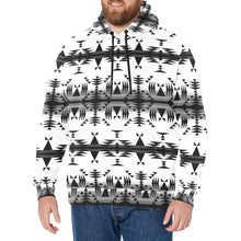 Load image into Gallery viewer, Between the Mountains White and Black Men&#39;s Long Sleeve Fleece Hoodie
