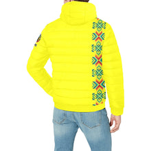 Load image into Gallery viewer, Yellow Blanket Strip Men&#39;s Padded Hooded Jacket
