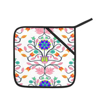 Load image into Gallery viewer, Floral Beadwork Four Clans White Oven Mitt &amp; Pot Holder
