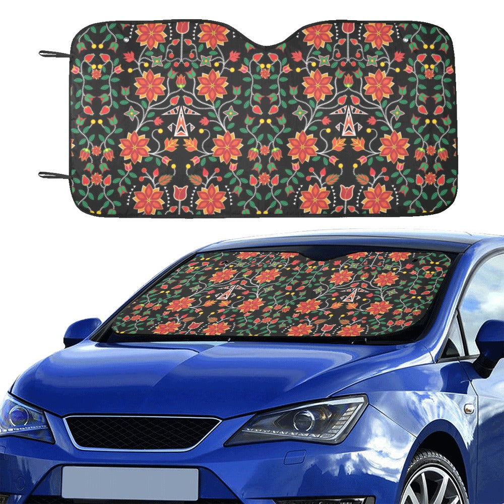 Floral Beadwork Six Bands Car Sun Shade 55"x30"