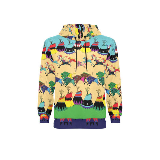 Horses and Buffalo Ledger Fleece Hoodie