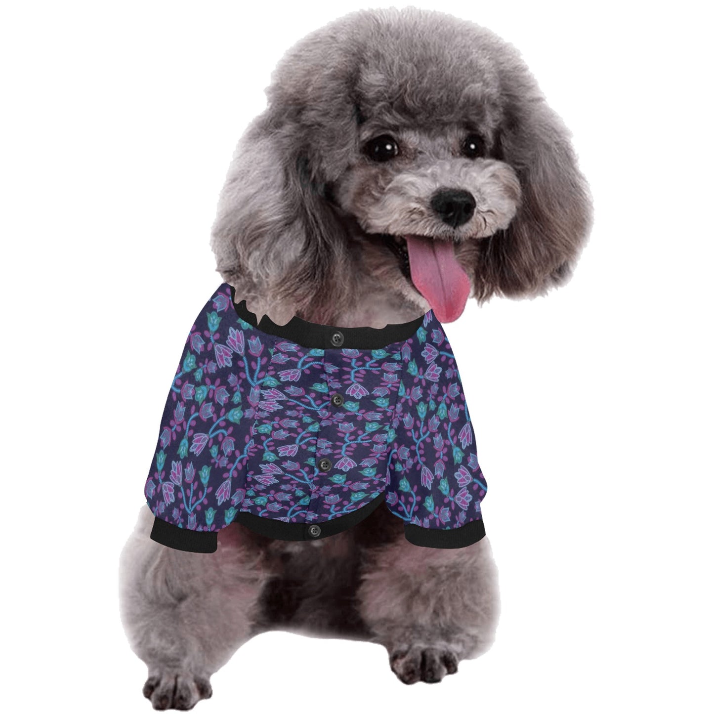 Beaded Blue Nouveau Pet Dog Round Neck Shirt