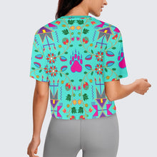 Load image into Gallery viewer, Geometric Floral Fall Black Crop Top
