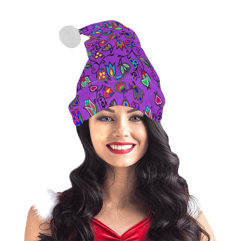 Indigenous Paisley Dark Orchid Santa Hat