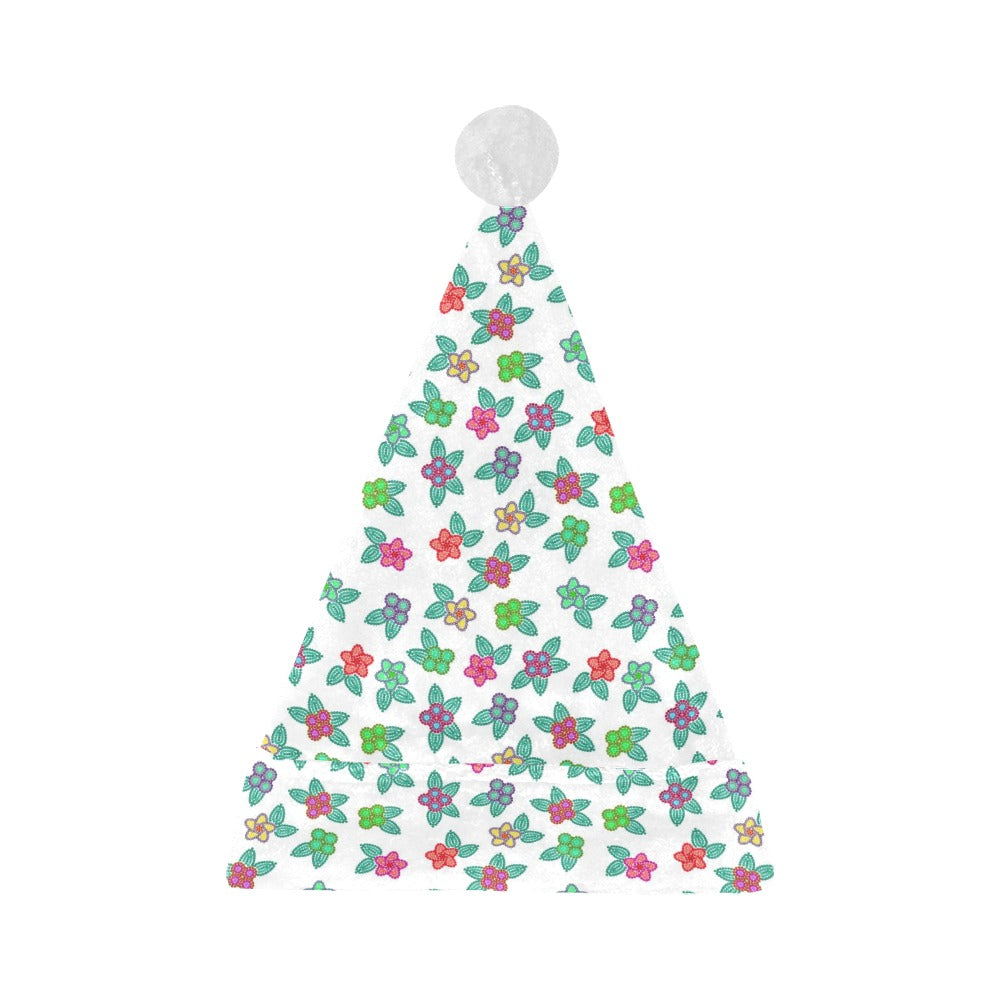 Berry Flowers White Santa Hat