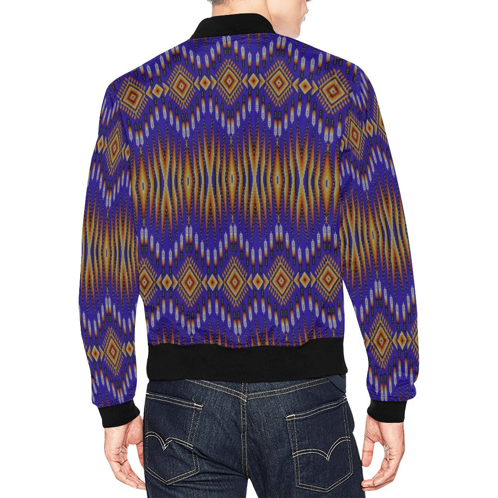 Fire Feather Blue Bomber Jacket for Men
