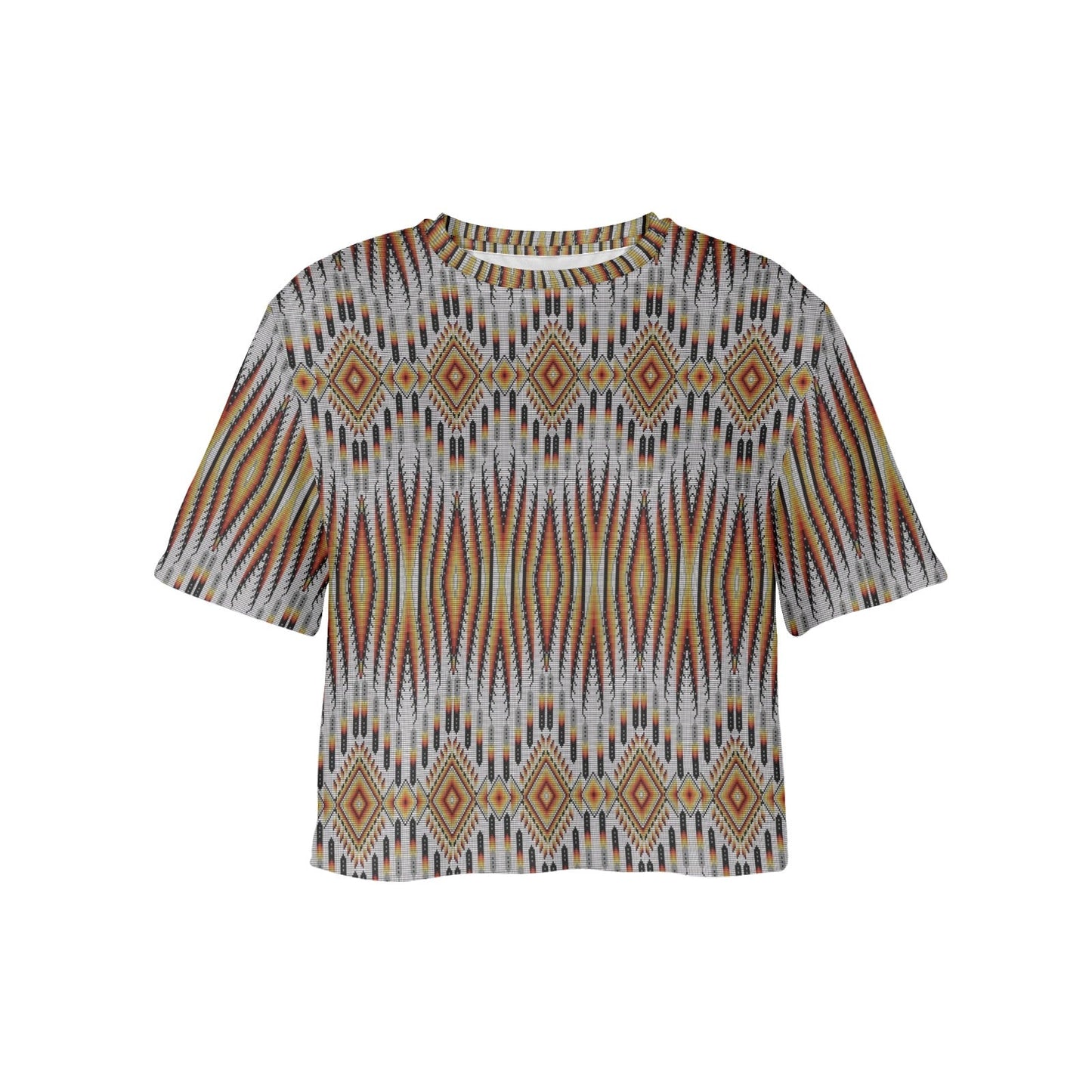 Fire Feather White Crop Top