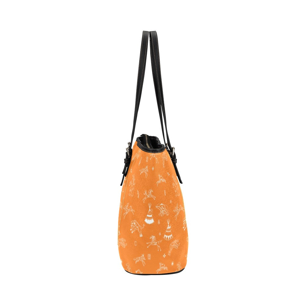 Ledger Dables Orange Leather Tote Bag