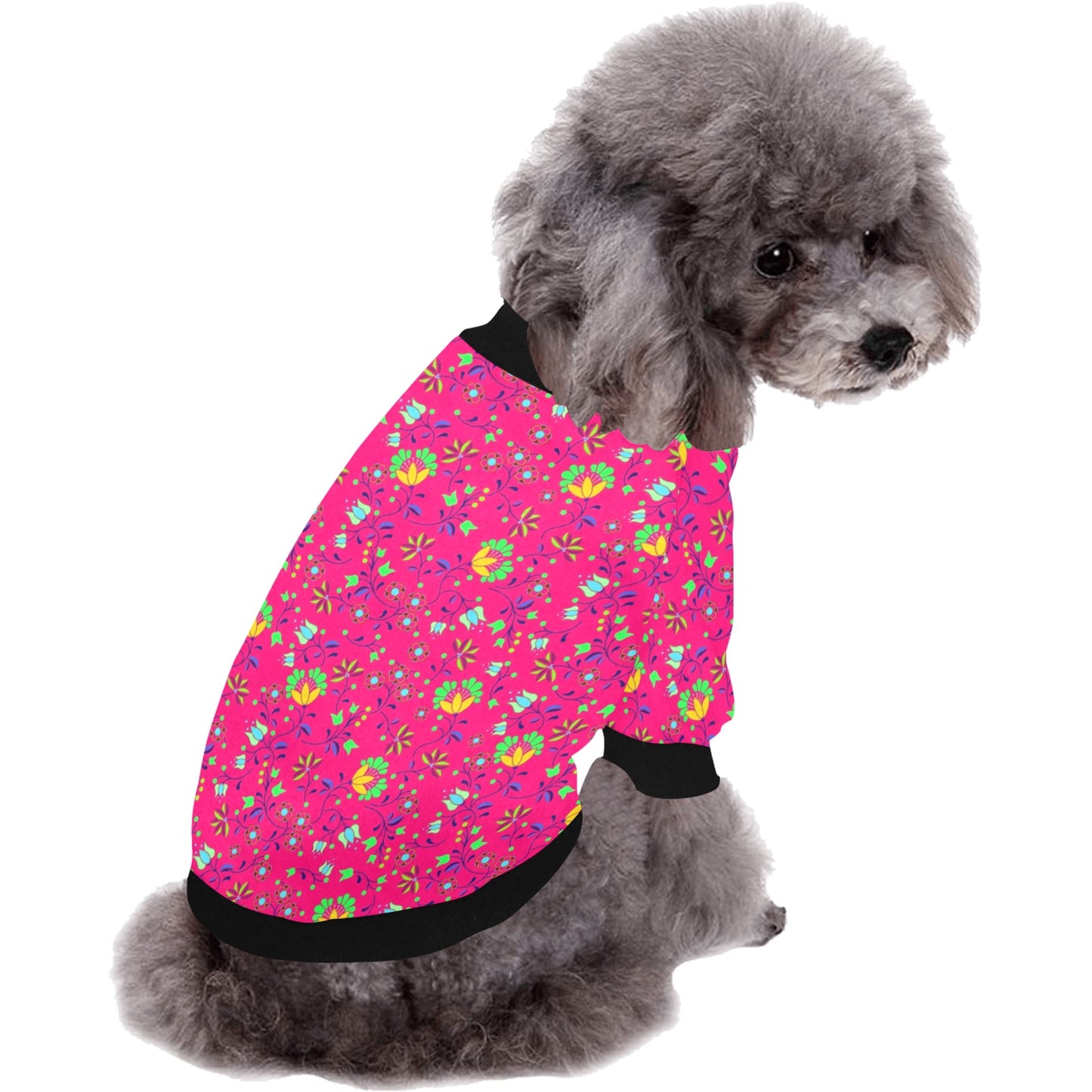 Fleur Indigine Rouge Pet Dog Round Neck Shirt