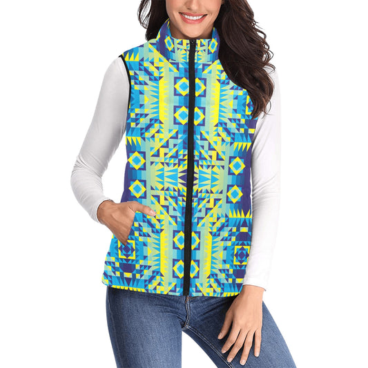 Kaleidoscope Jaune Bleu Women's Padded Vest Jacket