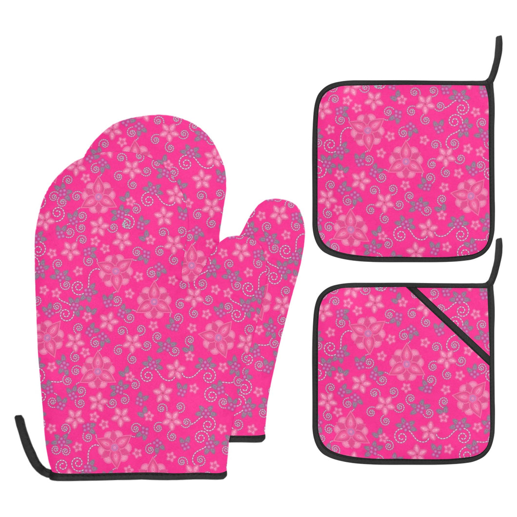 Berry Picking Pink Oven Mitt & Pot Holder