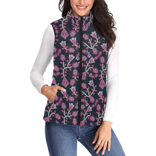 Beaded Pink Women's Padded Vest Jacket